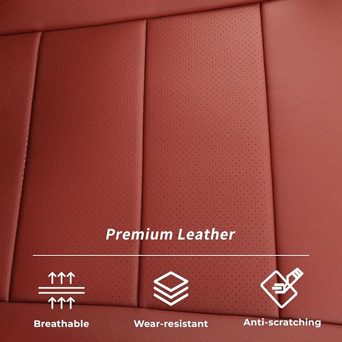 2nd Gen Tacoma Seat Covers Custom Fit for 2012-2015 Toyota Tacoma Double Cab/Crew Cab(TRD Sport Seats),Fully Covered Faux Leather Seat Protector-Full Set (Wine Red) - Image 8
