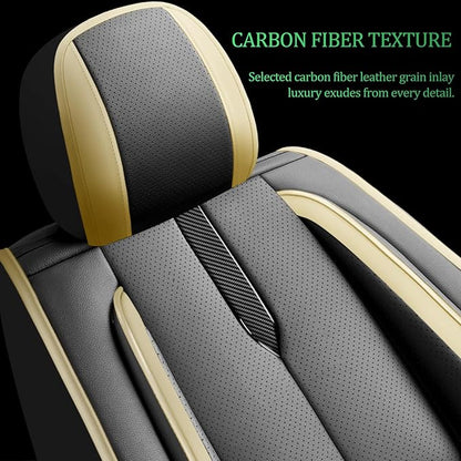 Fit Maxima Car Seat Covers for Nissan Maxima 2011-2021 2022 2023-Upgraded Premium Waterproof & Breathable Leather,Airbag Compatible,All-Weather Seat Cushion Protector,2 Front/Black-Beige - Image 3