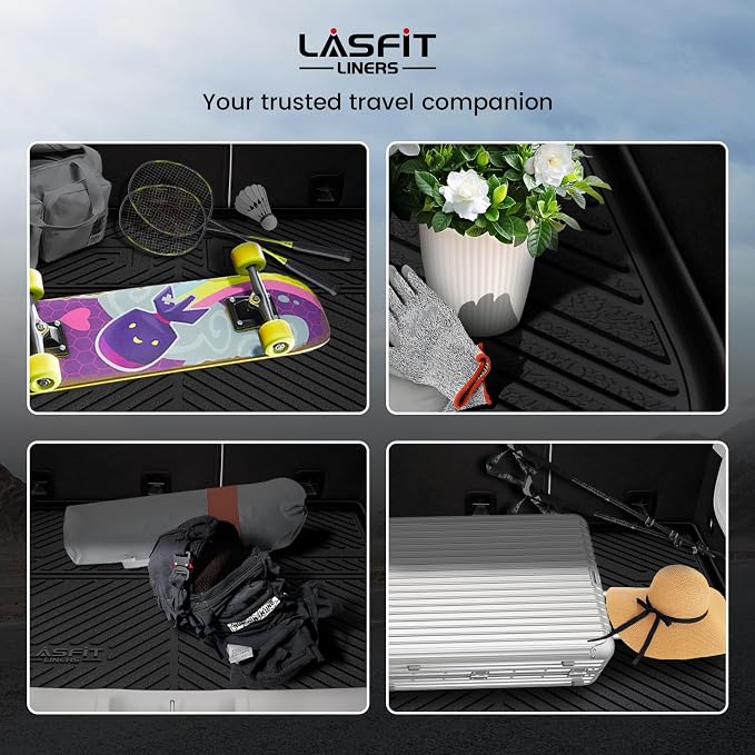 LASFIT Cargo Mat for Jeep Cherokee 2014-2018 | All Weather, TPE, Custom Fit, Trunk Seat Back Mat, Rear Backrest Protectors, Cargo Liner, Black - Image 2