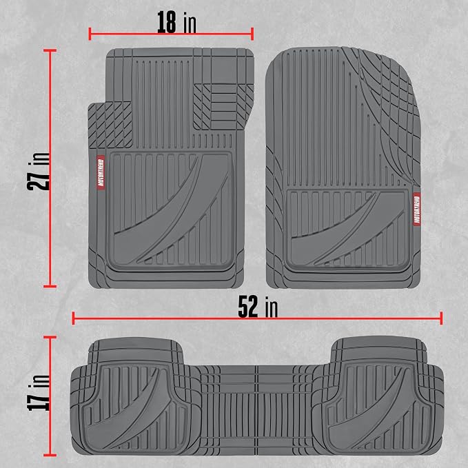 Motor Trend FlexTough™ Advanced Gray Rubber Car Floor Mats – Heavy Duty Trim to Fit All Weather Floor Mats for Cars Truck SUV - Automotive Car Interior Floor Liner Protection - Universal Fit - Image 8