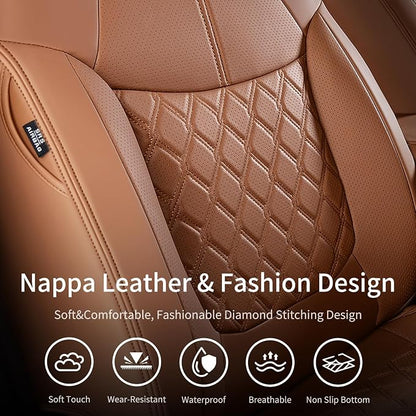 Huidasource Custom Fit RAV4 (Gas Only) Front Seat Covers, Brown Waterproof Faux Leather Full-Coverage for 2019-2024 Toyota RAV4 LE/XLE & XLE Premium/Limited (Does Not Fit Adventure and TRD Off-Road) - Image 5
