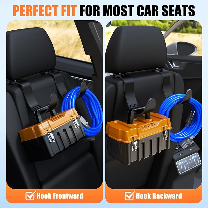 XL Hard Hat Headrest Hooks for Truck Heavy-Duty Car Seat Back Organizer | Durable ABS Material, Car Seat Hanger for Jobsite Tools Travel Bags Groceries Backpack, 2 Pack Vehicle Storage Holder - Image 6