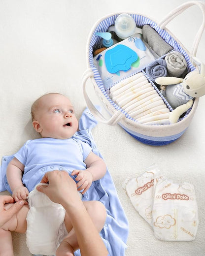 Maliton Baby Diaper Caddy Organizer, Cotton Rope Diaper Caddy Basket, Large Storage Basket for Newborn Boys and Girls, Gift for Baby Shower List, Newborn Essentials - Image 6