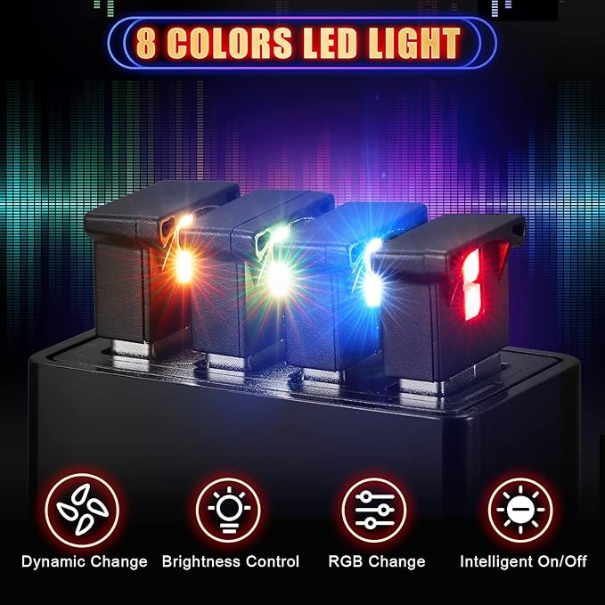 Frienda 4 Pieces Mini USB LED Car Light 8 Colors Atmosphere Lamp,Type A | Car LED Interior Lighting, 5v USB Atmosphere Light, Laptop Keyboard Office Decoration Night Lamp, Adjustable Brightness - Image 2