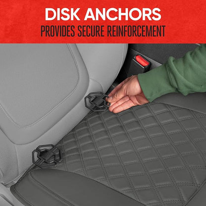 Motor Trend Car Seat Cushion, 2 Pack - Diamond Stitched Faux Leather Seat Covers for Cars Trucks SUV, Gray Padded Car Seat Covers with Storage Pockets, Premium Automotive Seat Covers for Front Seats - Image 7