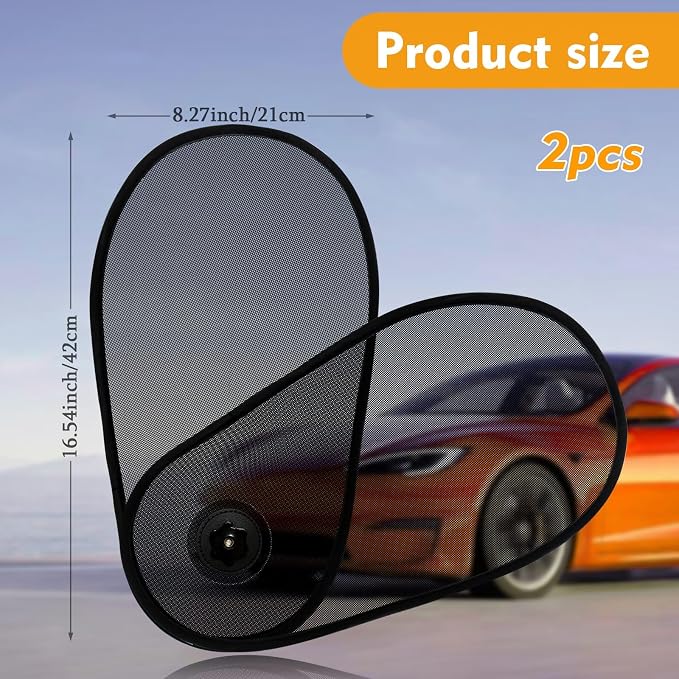 2 Pack Car Window Shades for Baby - Rotatable Sun Visor for Side Window, Fits Driver/Passenger/Rear Windows, Mesh Sun Blocker with Suction Cups - Image 2