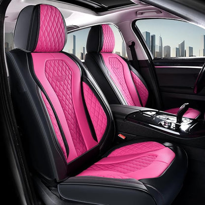 Coverado Automotive Seat Covers Front Seats, Seat Covers 2 Pack, Rose Car Seat Cover, Waterproof Auto Seat Covers, Car Seat Cushion, Front Car Seat Covers Leather Car Seat Protector Fit for Most Cars by COVERADOAUTO