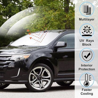 Windshield Sun Shade for 2007-2014 Ford Edge Accessories | Full covered for windshield, Foldable & Durable, Block UV Rays, Reduce Heat, Easy to install, Keep Car Cooler - Image 2