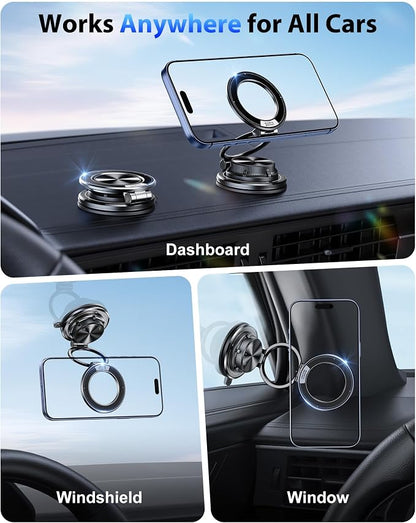 for MagSafe Car Mount [95LBS Max Suction & 2400gf Strong Magnet] | Ultra-Thin 360° Adjustable Vacuum Magnetic Car Cell Phone Holder [All-Metal] for iPhone 17-12 Pro Max & Android - Image 2