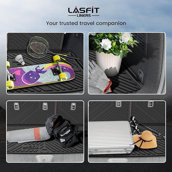 LASFIT Cargo Mats for Nissan Pathfinder 2026 2025 2024 2023 2022 | All Weather TPE Custom Fit Cargo Trunk Mat & Backrest Mats Accessories, Black - Image 8