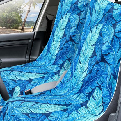 Hahafelt 2 Pack Car Seat Towel Cover with Storage Bag, Blue Leaves | 63 x 32 in Car Towel Seat Cover Non Slip Waterproof, Gym Workout Swimming Running, Machine Washable Sweat Absorbent Protector - Image 4