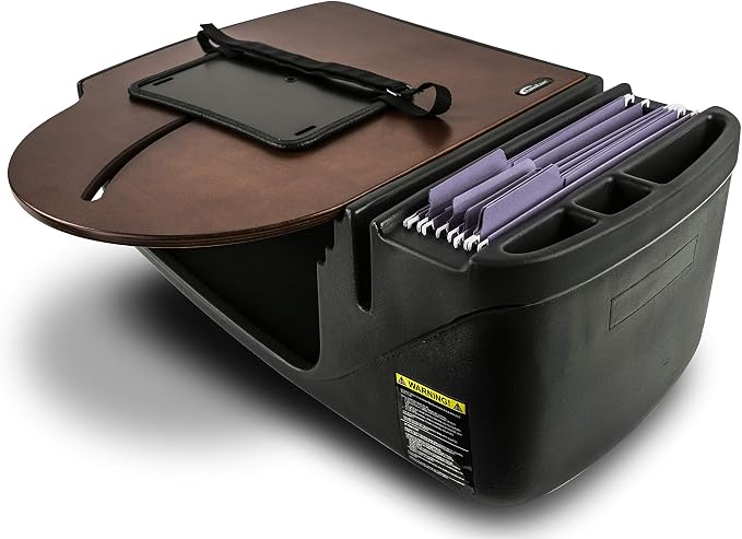 AutoExec AE-RMCD-PI-21M Roadmaster Car Desk for Your Vehicle Workstation and Mobile Office, Mahogany with 400 watt Power Inverter | Vehicle Workstation, Mobile Office, 400 Watt Power Inverter by AutoExec