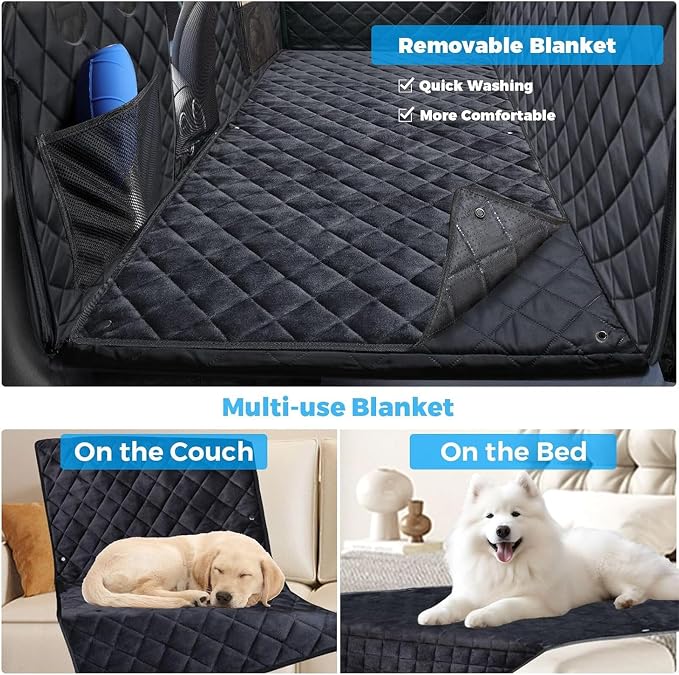 URPOWER Back Seat Extender for Dogs, Large Hard Bottom Dog Car Seat Cover | Supports 550 lbs, Stable 3-Panel Hard Bottom, Added High-Density Foam for Comfort, Waterproof 900D Oxford, 45% More Space - Image 3
