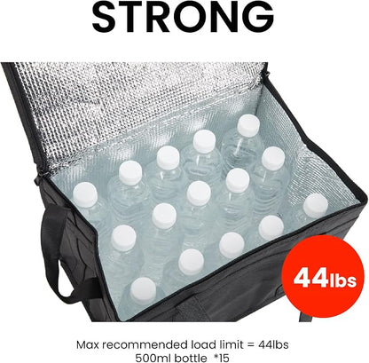 NZ home Insulated Food Bag, Portable Cooler Tote (Large, Black, 2 Pack) | Thermal bag, For cold and hot food, Soft sided cooler, Heavy duty 6-layered tote, Grocery shopping, Beach or travel bag - Image 6