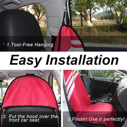 Sweat Towel Car Seat Cover Protector Front Seats for Gym Workout, Running, Swimming, Beach and Hiking, Waterproof Universal Seat Cover for Car, Trucks, Van & SUV (1, FSH-RED/White, Front) - Image 4