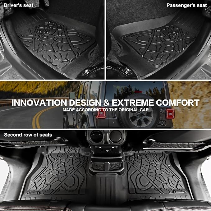 Cargo Mats for 2018-2026 Jeep Wrangler JL 4X4 Floor Liners with Trunk Mat All Weather TPE Protector Rear Floor Trunk Liners for 18-26 Wrangler JL 4X4 4 Door Accessories - Image 4