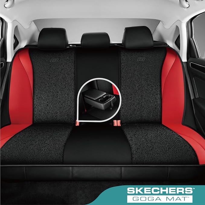 Skechers Car Seat Covers,Leather Seat Covers with GOGA Mat Technology,Waterproof Car Seat Covers Full Sets,Airbag Compatible,Comfort Universal Fit for Most Cars,Vans,Trucks,SUVs,Red - Image 3