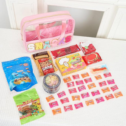 Snack Bags Chenille Letter Patch Clear Bag for Travel, Preppy Cosmetic Bag Snack pouch with Zipper, Toiletry Bag for Traveling Women, Clear Travel Bags for Toiletries (Deep Purple) - Image 6