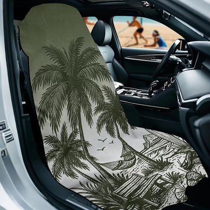 SEANATIVE Car Towel Seat Covers, Washable Seat Protector, One Towel Cushion Cover, Fit Beach Swimming Outdoor Sports, Universal Fit Most Cars Trucks SUVs, Coconut Plam Print - Image 2