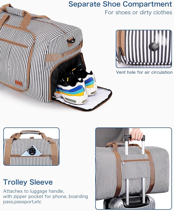 100L EXTRA LARGE Foldable Waterproof Travel Duffle Bag for Men and Women | with Shoe Compartment, Duffel for Weekender Gym Sport, Tear Resistant, Polyester - Image 3