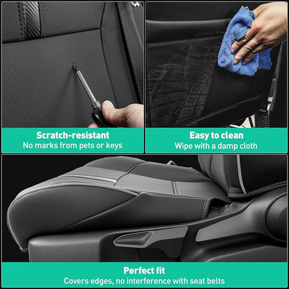 DiffCar® for Toyota Tacoma Seat Covers 2024 2025 2026 Double Cab,Black/Gray | Full Set Seat Covers, Faux Nappa Leather Truck Accessories for Tacoma 4th Gen(Gas Only),Custom Fit Car Pickup Seat Protectors - Image 7