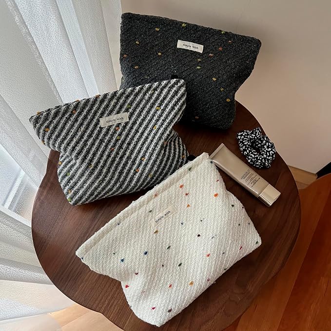 RSRSLEII Polka Dots Travel Makeup Bag, Cute Toiletry Bag(12Colorful Dots) | Aesthetic Cosmetic Bag with Zipper, Vintage Makeup Pouch with Canvas Lining, Car Storage Bag for Women and Girls - Image 7
