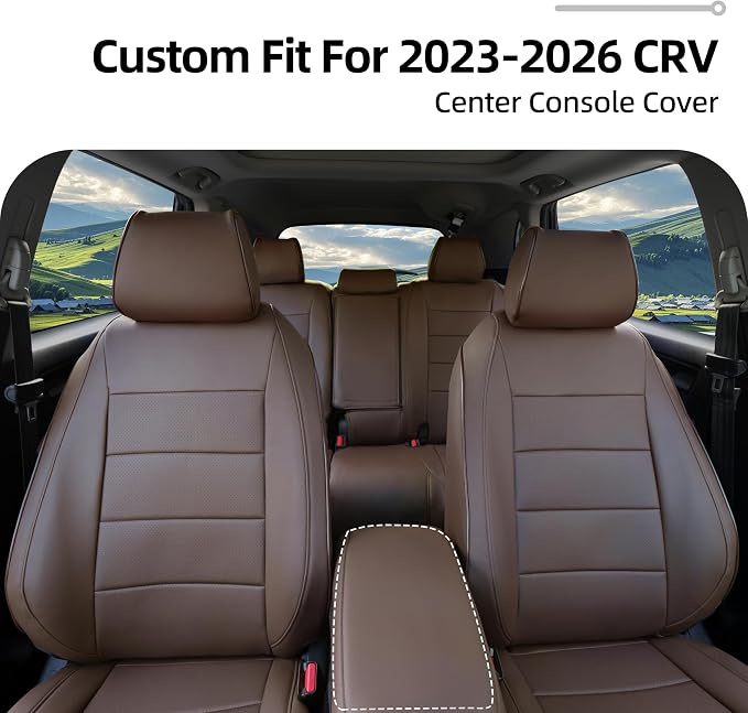 Lolcar CRV Seat Covers Custom Fit for Honda CRV 2023 2024 2025 2026 Leather Car Seat Cover Full Set for Trucks SUV,Waterproof Car Seat Cushion,Faux Leather(Coffee) - Image 3