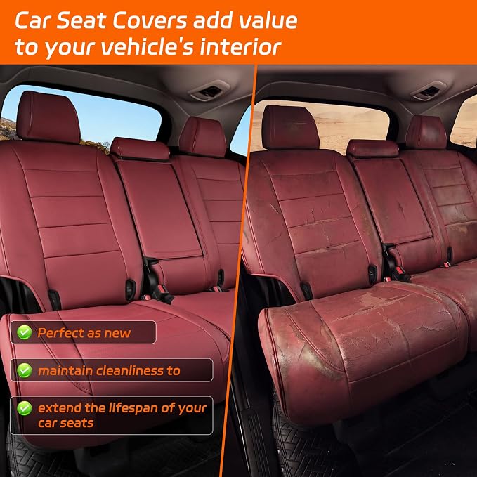 Ranaya Custom Fit Lexus Seat Covers for Lexus GX460 2012–2023 | for Base,Premium,Luxury,7-Passenger Full Set,(Fits 2nd Row Bench Seat),Waterproof Leatherette,Pet & Kid Friendly,Burgundy - Image 7