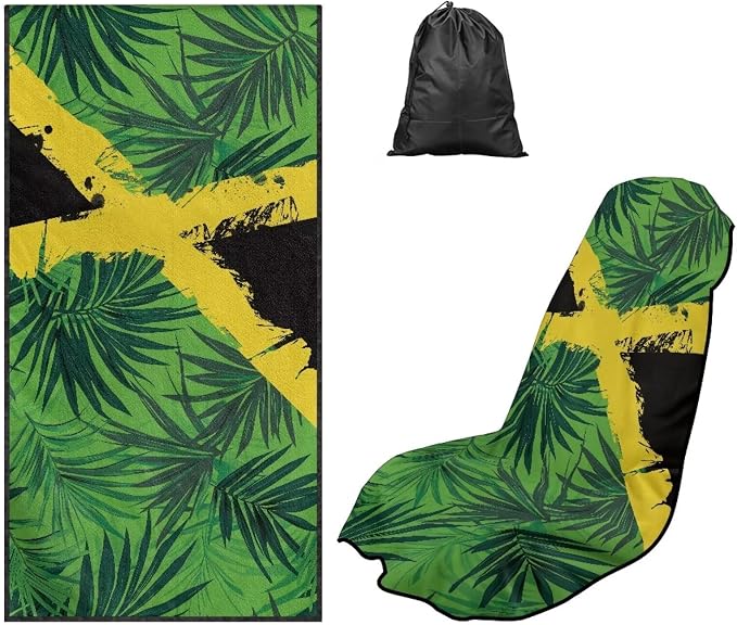 SEANATIVE Car Seat Towel Covers with Storage Bag Seat Post Workout Sweat Washable Cover for Car Towel for Dog Pet Workout Outdoor Sport Activities, Jamaica Palm Print - Image 5