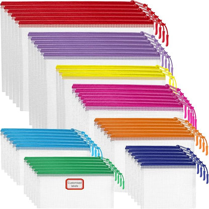 YOPCDJ 45pcs Mesh Zipper Pouch for Organization,Storage Pouches Colored PVC Travel Zipper Bags Clear Multipurpose Document Bags Suitable for Travel School Board Game and Office Supplies by YOPCDJ