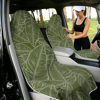 2 Pack Car Towels Seat Cover with Storage Bag, Multifunctional Microfiber Towel for Gym Outdoor Sport Running,Picnic, Beach, Pet Dog Travel,Fits Car SUV Truck (Tropic Leaves) - Image 2
