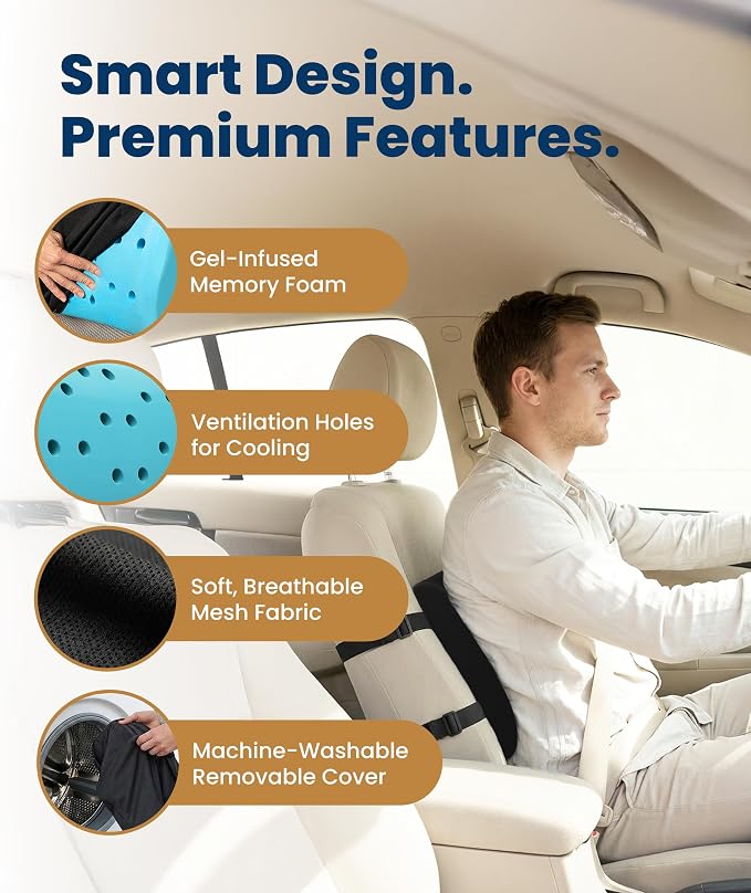 Everlasting Comfort The Original Lumbar Support Pillow for Office Chair - Improves Posture, Promotes Back Pain Relief - Superior Back Support for Gaming and Desk Chairs - Lumbar Pillow for Car, Couch - Image 3