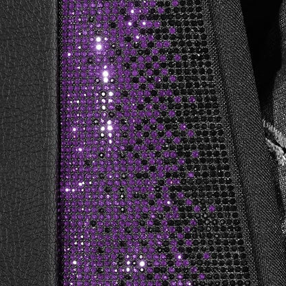 CAR PASS Bling Diamond Leather Car Seat Covers Full Seats Interior Sets, Waterproof Shining Glitter Sparkly Crystal Universal Armrest Fit Automotive Truck SUV Cute Women Girl, Black Purple Rhinestone - Image 7