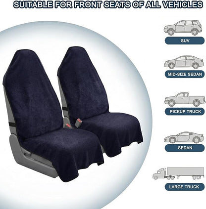 Car Seat Towel Cover, 2pcs Universal Front Seat Protector for Cars, SUVs and Trucks, Sweat Towel Car Seat Cover for Gym, Yoga, Swimming, Pets and Family Travel - Image 5
