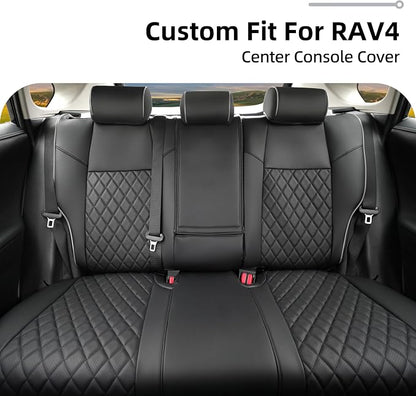 Lolcar Rav4 Seat Covers Custom Fit for Toyota Rav4 (for Hybrid) 2019-2025 LE,XLE,XLE Premium,Limited,Woodland Edition, Leather Truck Seat Cover Full Set for SUV,Faux Leather (Black Gray Grid) - Image 5