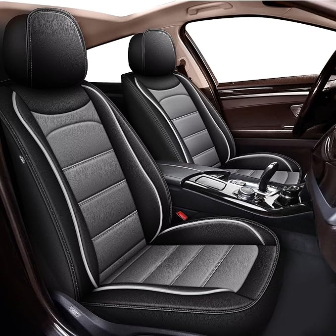 IKABEVEM Car Seat Covers Fit for GS 2007-2025 2026: Full Set Luxury Leather Automotive Seat Covers, Car Seat Protector(5 Seats, Black&Grey) by IKABEVEM