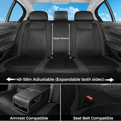 Seat Covers, Car Seat Covers Full Set, Black Seat Covers for Cars 5 Seats, Breathable Car Seat Protector, Front and Rear Car Seat Cushion, Automotive Seat Covers Universal Fit for Most Cars SUV Trucks - Image 8