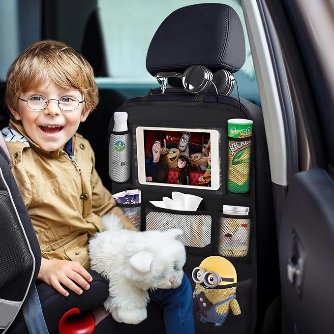 ONE PIX Backseat Car Organizer Mats Back Seat Organizers and Storage Bag with Touch Screen Tablet Holder for Kids Toddlers Car Seats, Travel Accessories, Road Trip Essentials Kids - Image 5