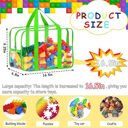 6 Color XXL Toy Storage Bags 16.5×11.8×6.8In with Labels, Large Capacity Reusable Clear PVC Storage Bags, Travel Waterproof Organizer Bags with Double Zipper - Image 2