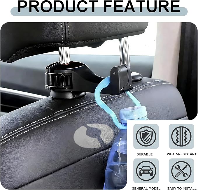 2PCS Car Headrest Hook with Phone Holder, Universal Car Headrest Storage Organizer Hanger Hook with Lock, Automotive seat Back Organizer headrest Hooks for Bags (Red) - Image 3