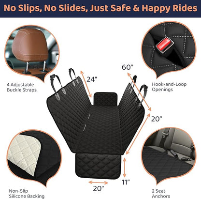 XL Dog Car Seat Cover for Back Seat, Waterproof Hammock for Car, SUV & Truck, Non-Slip Backseat Cover for Dogs, Heavy-Duty Dog Hammock Style Seat Protector Pets, Easy to Install & Clean - Image 4