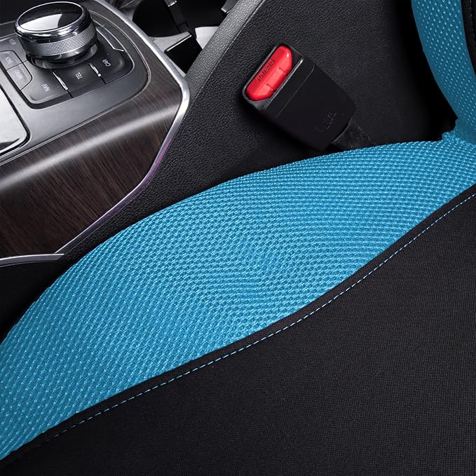 Flying Banner Butterfly car seat Covers ful Set Fashion Universal Lady Woman Female Rear Bench Split Colorized (2 Fronts, Mint Blue) - Image 7