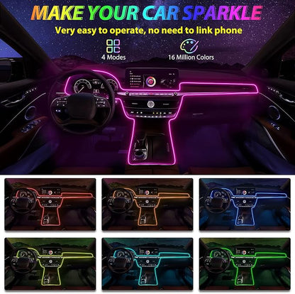 Car Led Strip Lights,Interior Lights,Ambient Lighting Kit With RGB 16 Million Colors Fiber Optics&Music Sync Rhythm,USB Neon Light Accessories for Center Console&Dashboard,Upgraded Version - Image 4