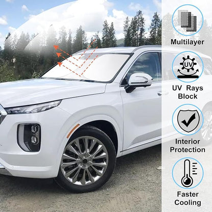 Windshield Sun Shade Sunshade for 2020-2026 Hyundai Palisade | Full covered for windshield, Foldable & Durable, Block UV Rays, Reduce Heat, Easy to install, Keeps Car Cooler - Image 2