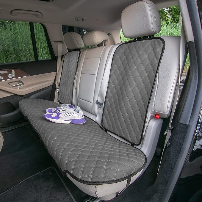 FH Group Car Seat Cushion Rear Set Faux Leather Automotive Seat Cushions - Universal Fit, Rear Car Seat Cushion, Car Seat Cushions With Non-slip Silicone Backing for SUV, Sedan, Van Gray - Image 2