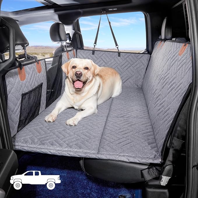 Hard Bottom Dog Car Seat Cover for Full-Size Trucks,Back Seat Extender | Strong Support,More Rest Space,Waterproof, Scratch Resistant,Car Seat Protector,Dog Hammock for Full-Size Truck by YJGF