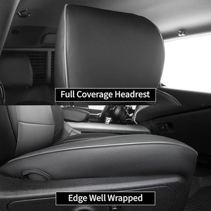 EKR Ram 1500 Seat Covers Custom Fit for (Quad Cab) RAM 1500 Big Horn/Long Star 2019 2020 2021 2022 2023 2024 2025,Waterproof Black Car Seat Cover for Trucks Full Set-Faux Leather(Black/Gray) - Image 5