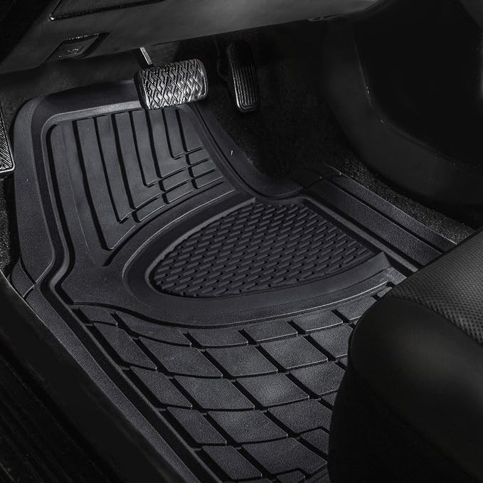 FH Group Premium Liners Tall Channel Trimmable All Weather Rubber Full Set Car Floor Mats (Black) w. Trimmable All-Season Cargo Liner (Black) - Universal Fit for Cars Trucks and SUVs - Image 3