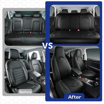 Skechers Memory Foam Car Seat Covers, Leather High Back Seat Covers Quilting Design,Waterproof Sports Car Seat Covers Full Sets,Airbag Compatible, Universal Fit for Most Cars, SUVs,Trucks,Black - Image 6