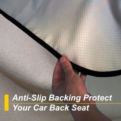 Back Seat Cover for Car Trucks Van SUV Jeep,Waterproof Rear Bench Towel Seat Covers for Dogs and Kids,Automotive Backseat Protector (Off-White) - Image 5